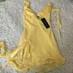 Yellow white fox dress